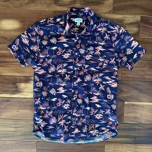 Sonoma Navy Tropical Hawaiian Button Up Shirt size Medium